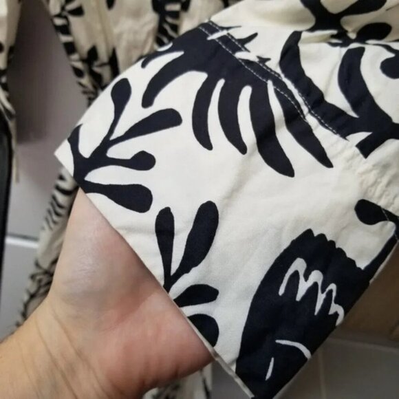 Zara Floral Printed Black White Kimono Belt Dress L - Picture 11 of 15